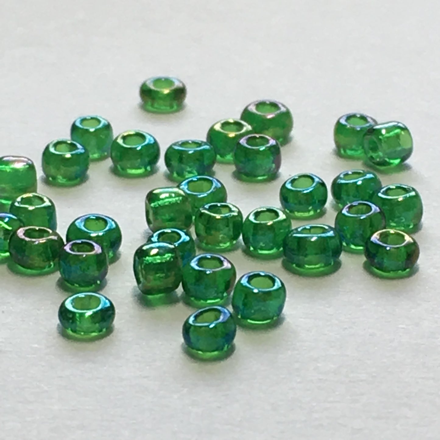 11/0 Transparent Grass Green AB Seed Beads, 3,9, 5 or 10 gm