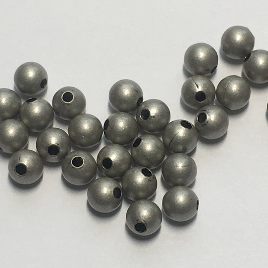 Pewter Finish Smooth Round Beads, 4 mm - 30 Beads