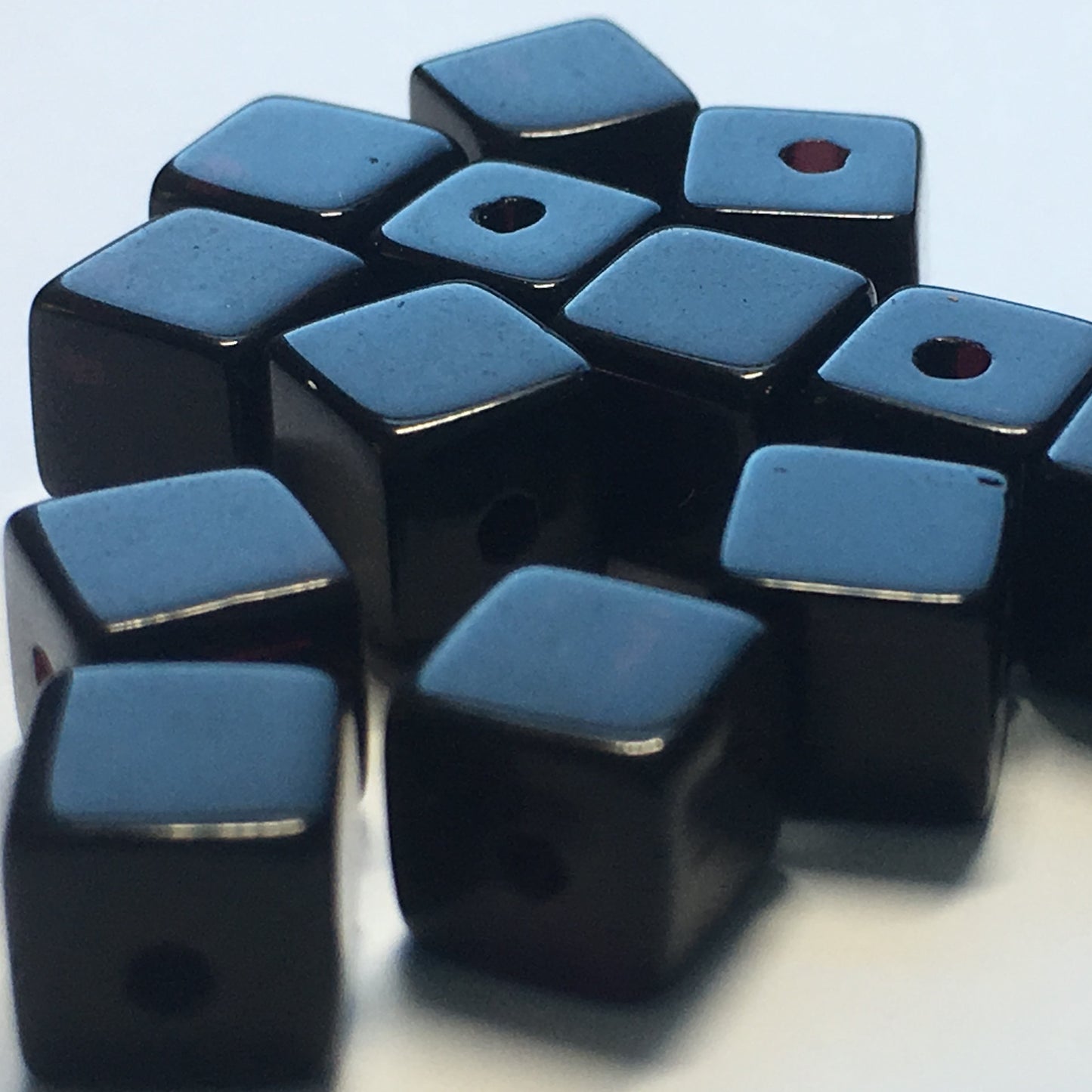Opaque Black Glass Cube / Square Beads, 6 mm - 14 Beads