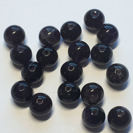 Dark Amethyst Round Semi-Precious Stone  Beads 8 mm, 18 Beads