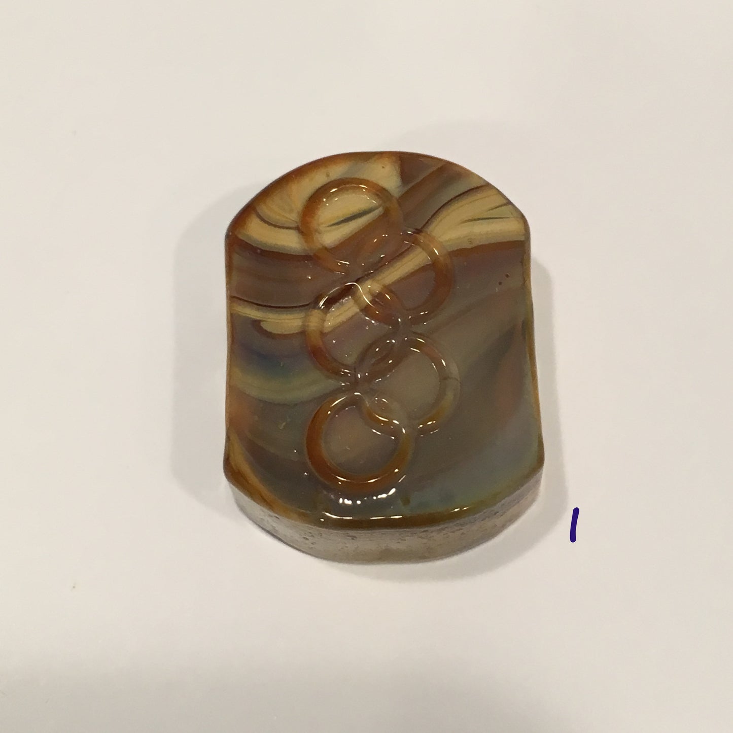 Glass Focal Bead, Two-Strand, 19 x 24 x 10 mm, Bead I