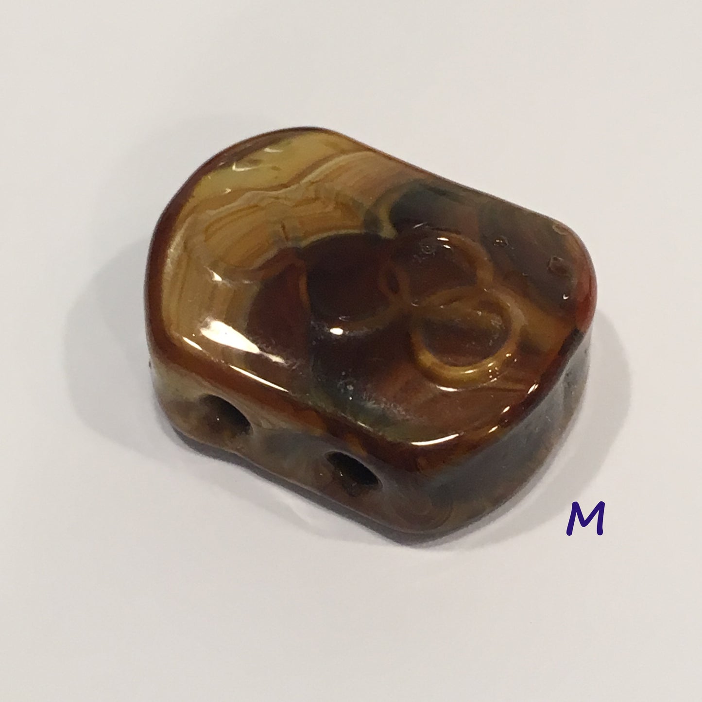 Glass Focal Bead, Two-Strand, 19 x 24 x 10 mm, Bead M