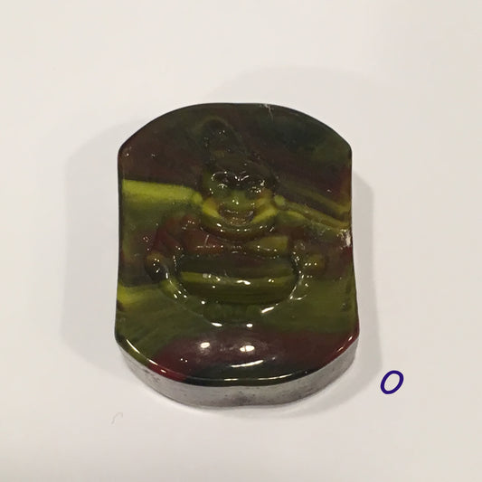 Glass Focal Bead, Two-Strand, 19 x 24 x 10 mm, Bead O
