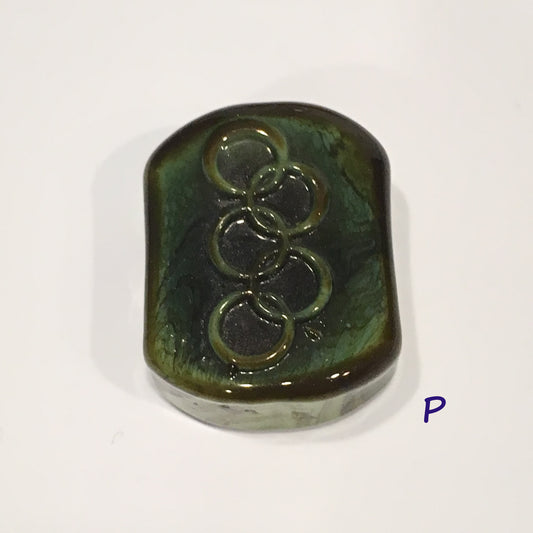 Glass Focal Bead, Two-Strand, 19 x 24 x 10 mm, Bead P