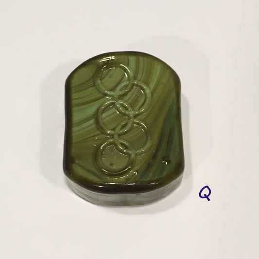 Glass Focal Bead, Two-Strand, 19 x 24 x 10 mm, Bead Q