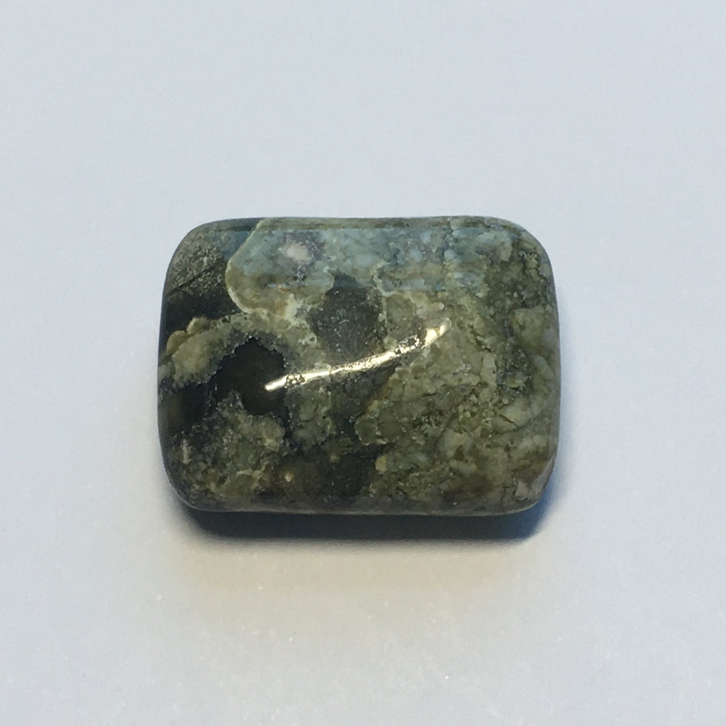 Olive Green Brecchiated Jasper Semi-Precious Stone Pillow Bead, Focal/Pendant, 20 x 15 x 8 mm
