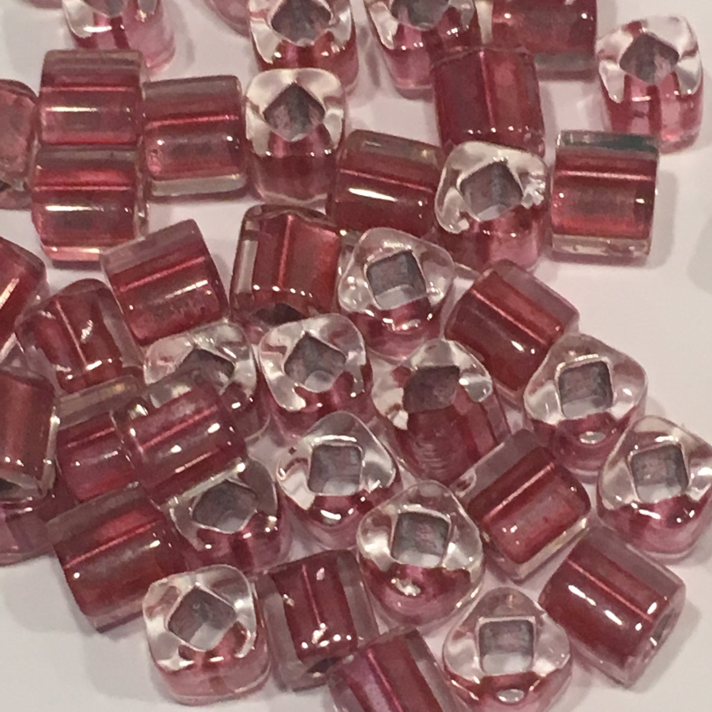 TOHO T4C267  4 mm Cube / Square  Beads Rose Lined Crystal, 5 gm