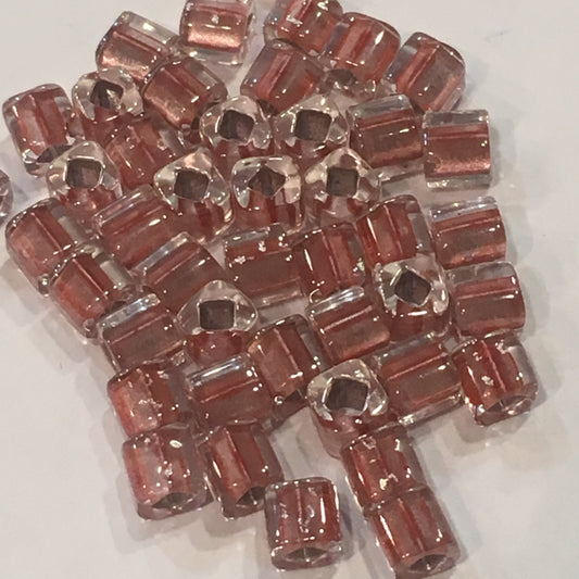 TOHO  T4C291  4 mm Dark Rose Lined Crystal Luster Cube / Square  Beads, 5 gm