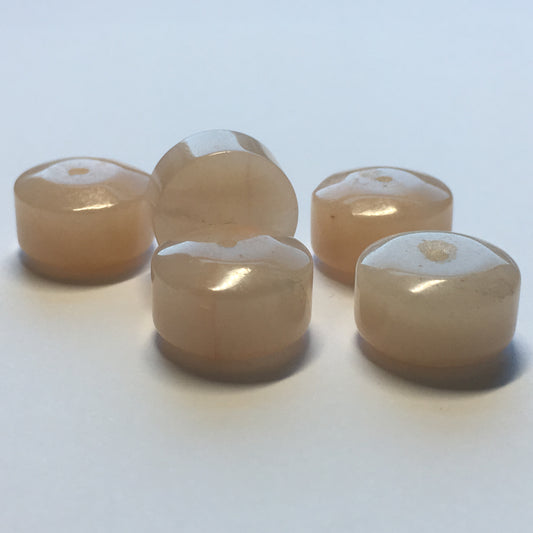 Peach Jade Semi-Precious Stone Drum Beads 12 x 7 mm, 5 Beads