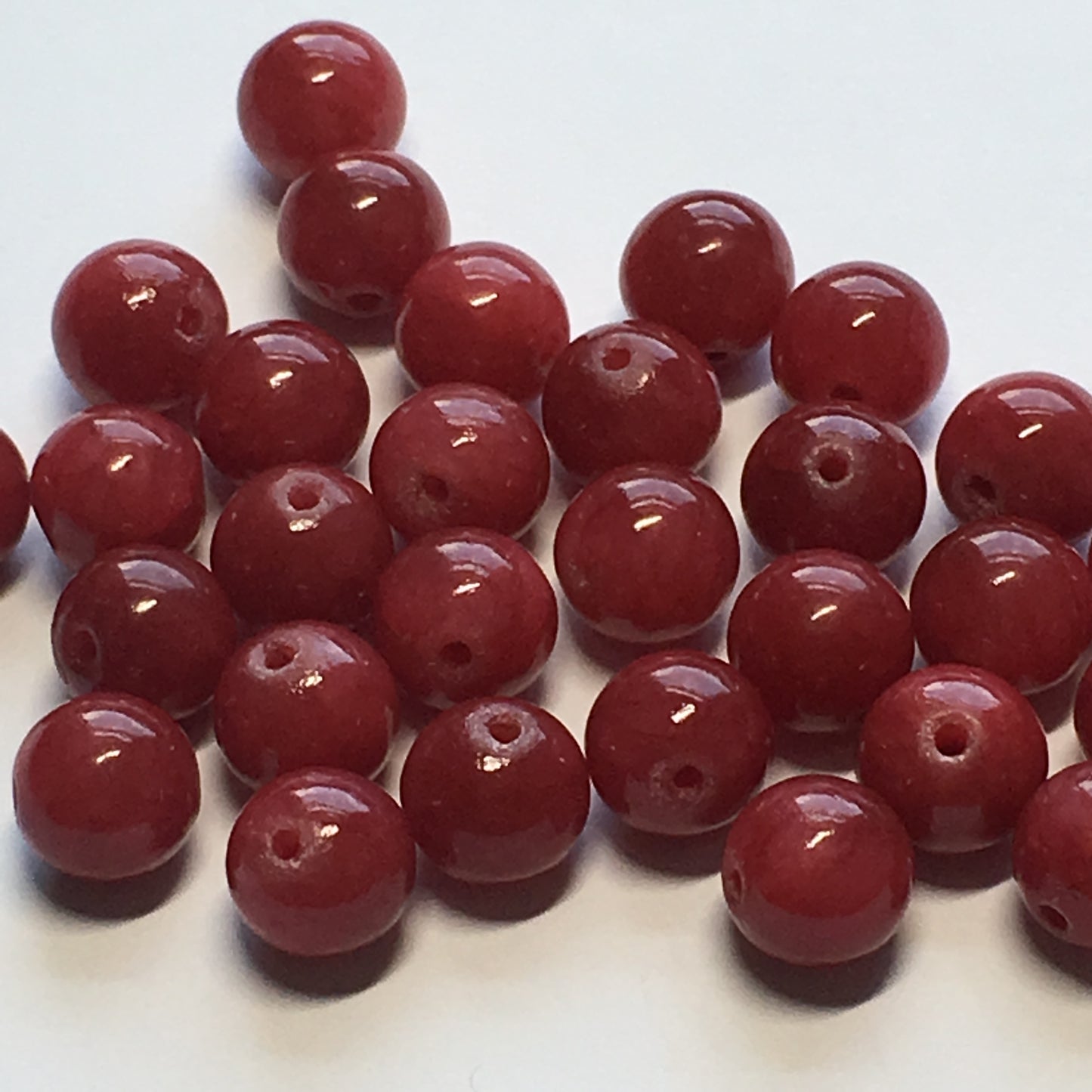 Dyed Red Jade Semi-Precious Stone Round Beads 8 mm, 22 Beads