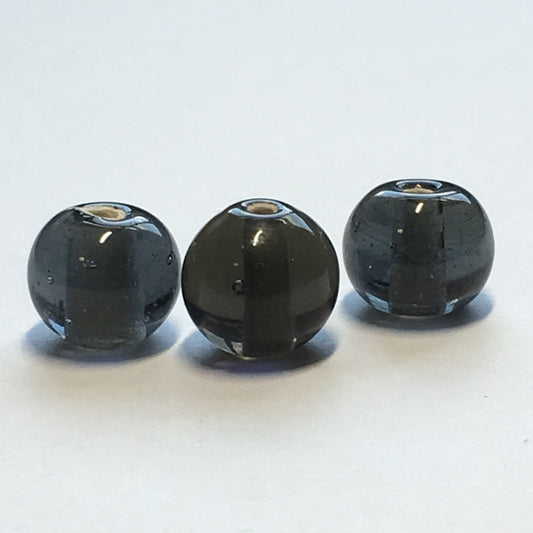 Gray Lampwork Focal Beads 9 x 10 mm, 3 Beads