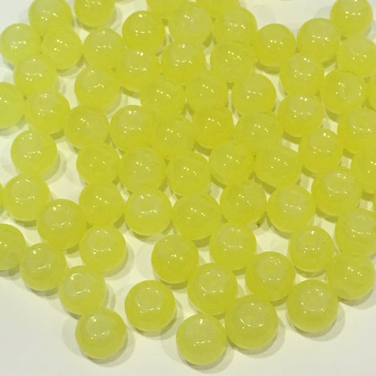 Translucent Yellow Round Glass Beads 6 mm,  40 Beads