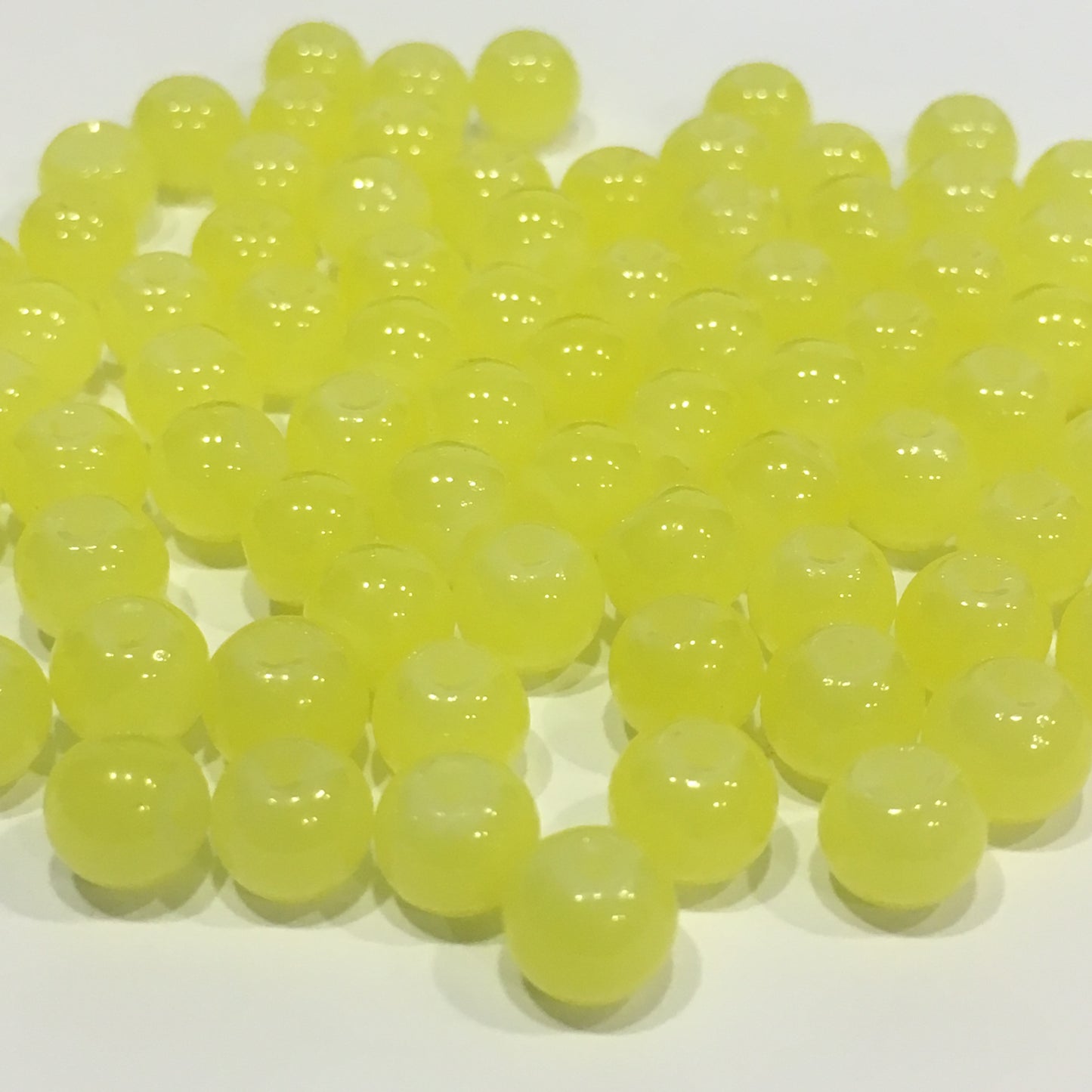 Translucent Yellow Round Glass Beads 6 mm,  40 Beads