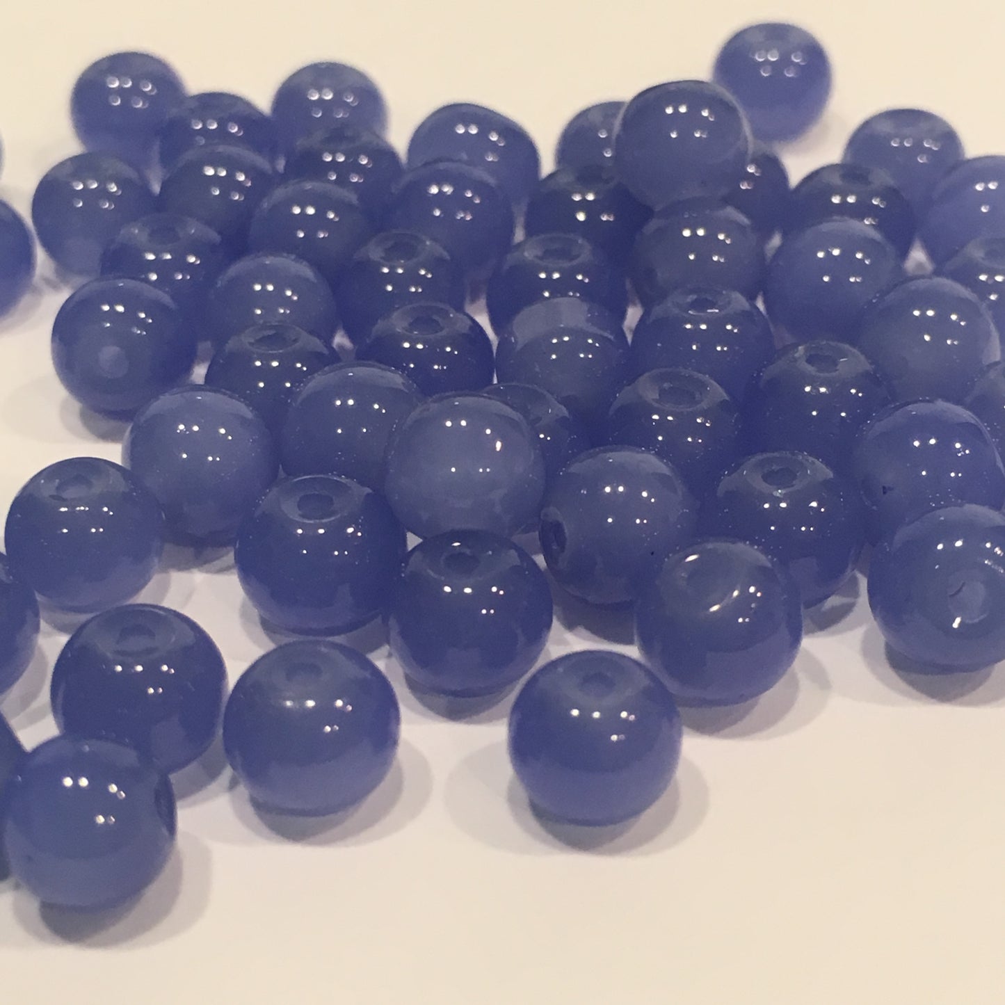 Translucent Blue Round Glass Beads 6 mm,  30 Beads