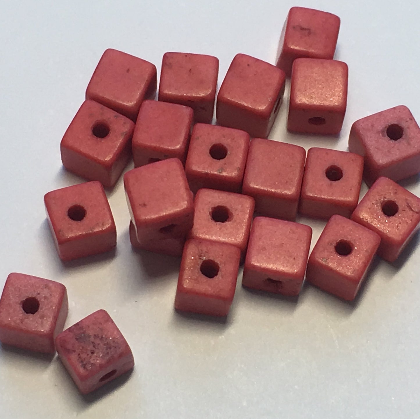 Pink Stone Cube / Square Beads, 4 mm, 23 Beads