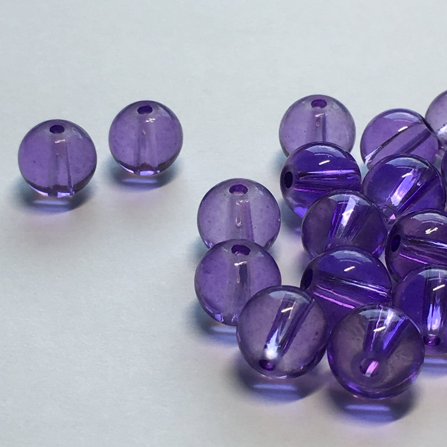 Transparent Purple Round Glass Beads, 8 mm - 30 Beads