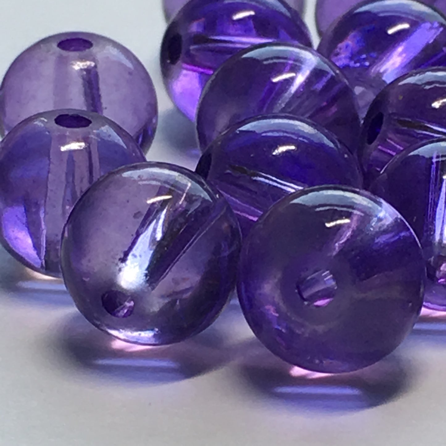 Transparent Purple Round Glass Beads, 8 mm - 30 Beads