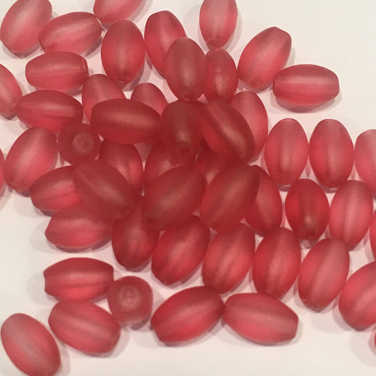 Translucent Pink Acrylic Oval Beads, 7 x 4 mm, 52 Beads