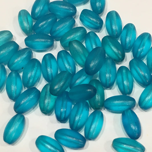 Translucent Blue Acrylic Oval Beads, 7 x 4 mm, 46 Beads