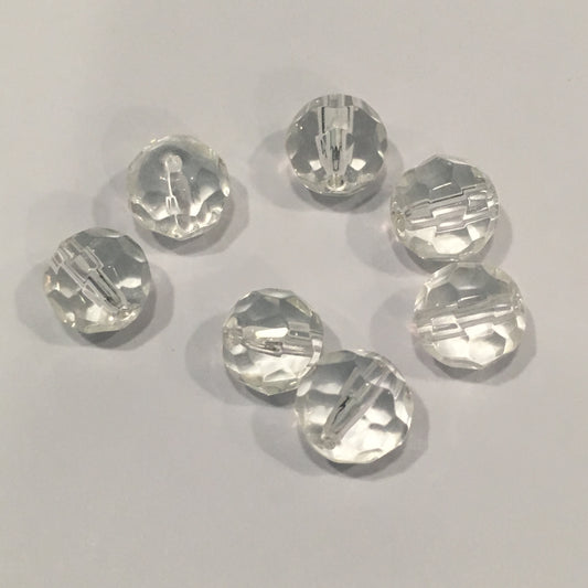 Clear Glass Faceted Round Beads, 8 mm - 8 Beads