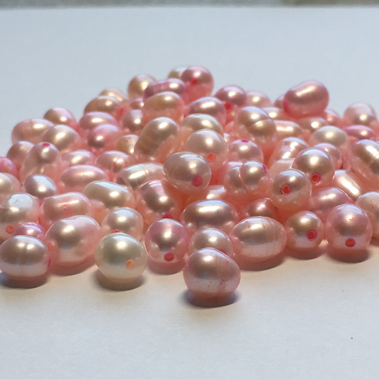 Pink Dyed Freshwater Pearls, 6-8 x 5-6 mm, 100 Pearls