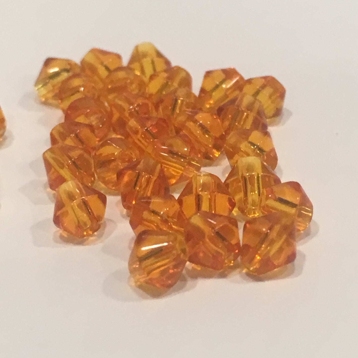 Transparent Orange Glass Bicone Beads 4 mm, 30 Beads
