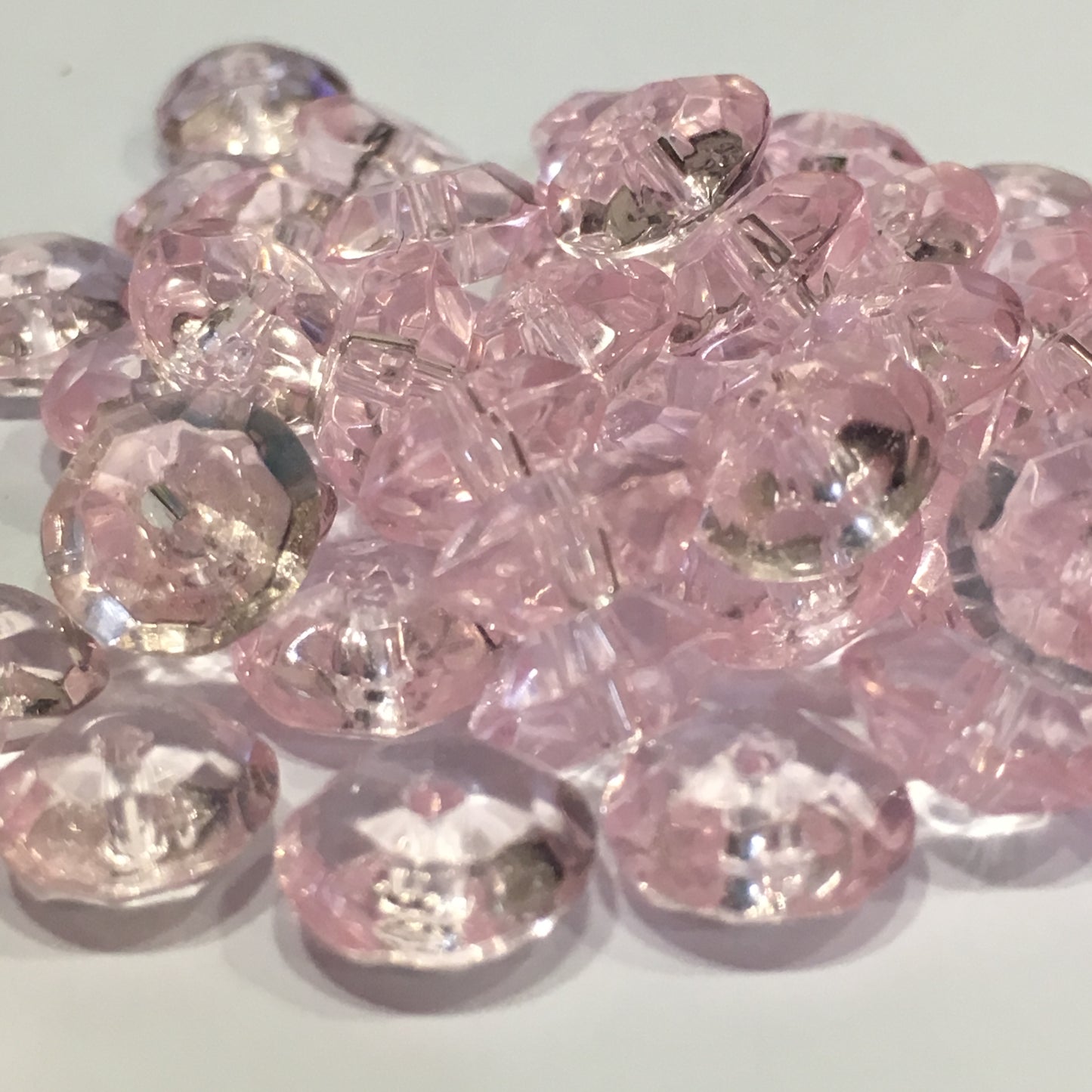 Transparent Light Pink Glass Faceted Saucer Beads, 9 x 4 mm, 50 Beads