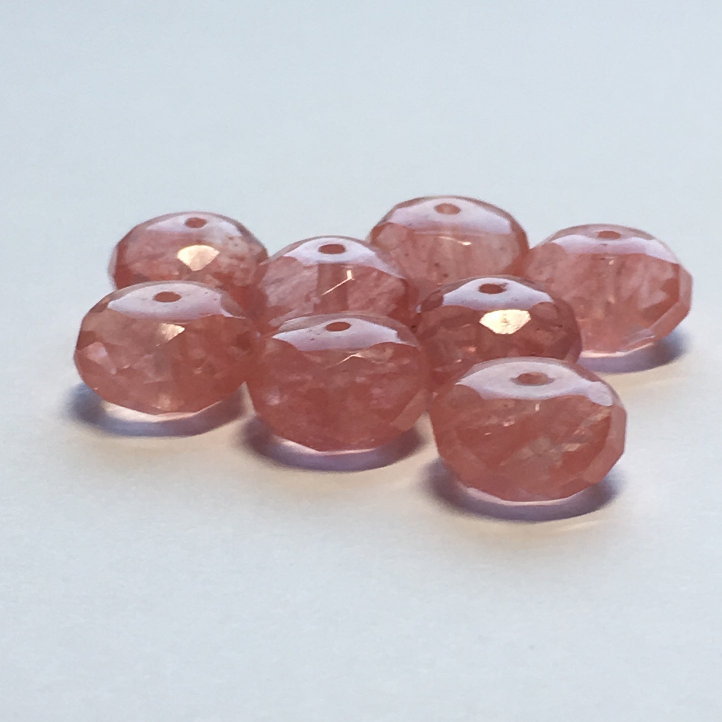 Transparent Pink Swirl Glass Faceted Rondelle Beads, 7 x 10 mm, 8 Beads