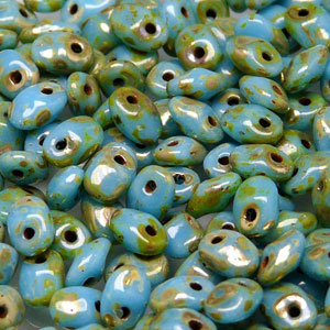 Matubo Superuno 2.5 x 5 mm 63030-43400  Turquoise Blue Picasso Beads - 5 gm