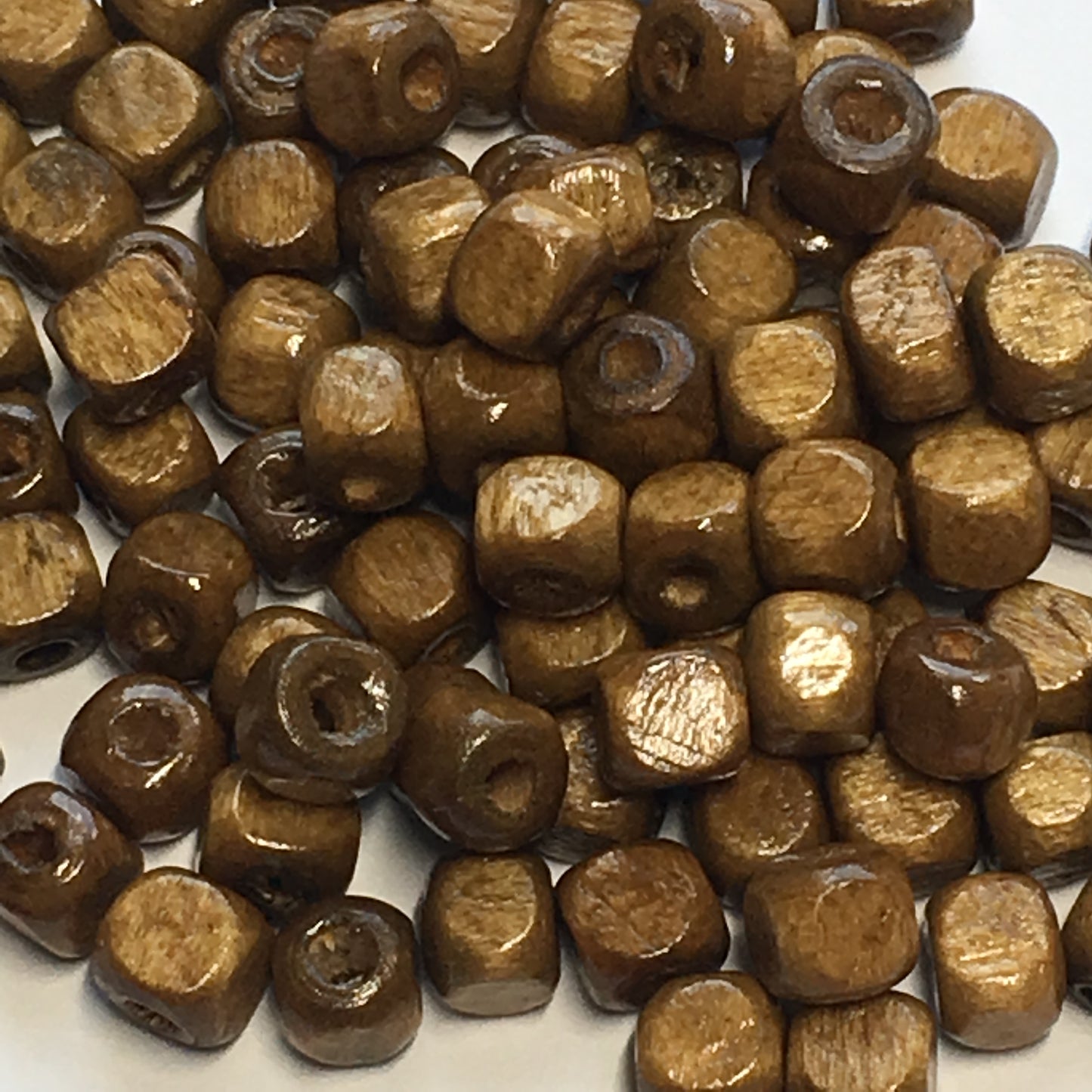 Brown, Light or Medium Darkness Wood Cube / Square Beads, 4 mm  - 100 Beads