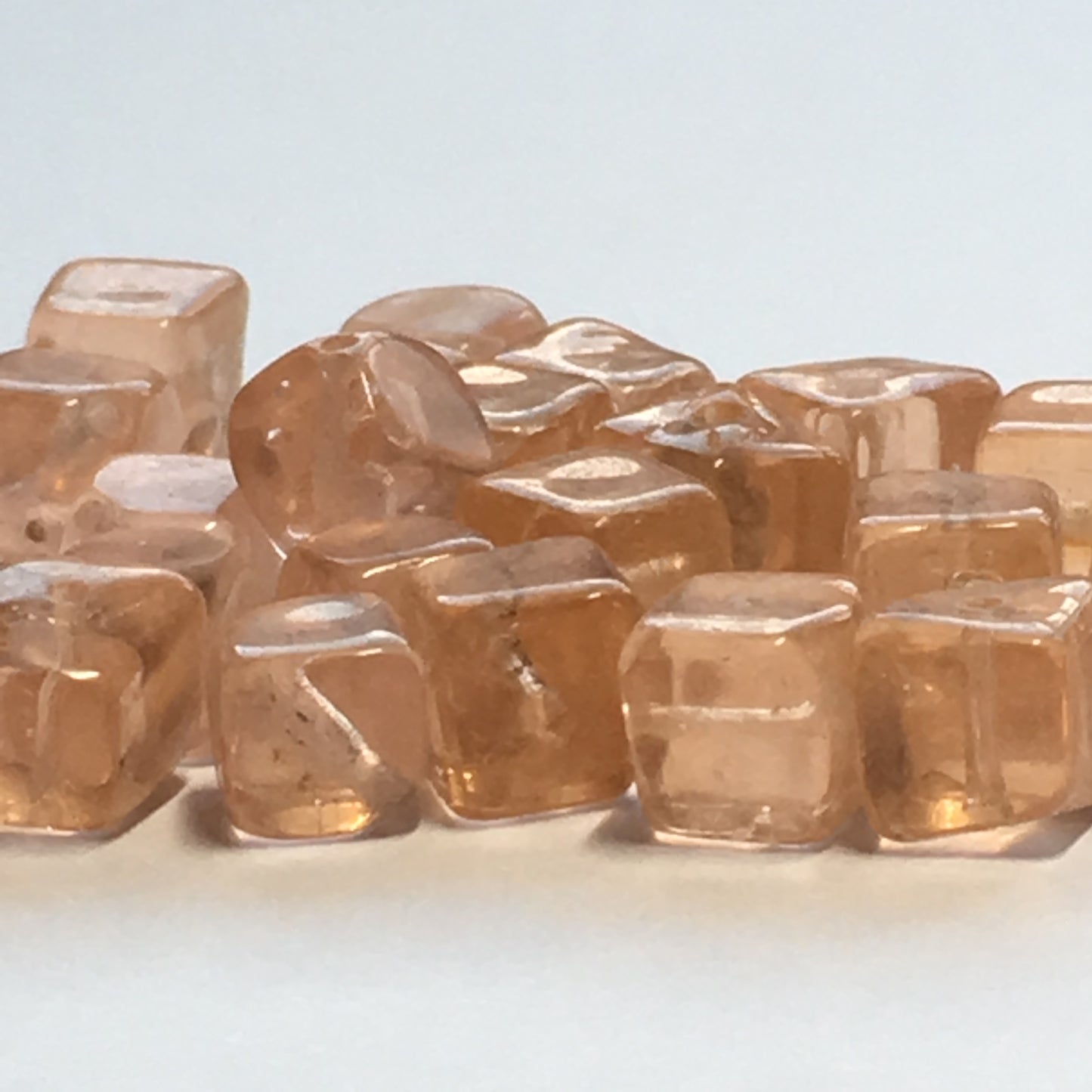 Transparent Orange Lampwork Glass Cube / Square Beads 6 mm, 25 Beads