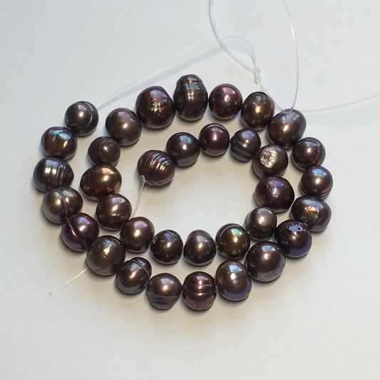 Purple Peacock Freshwater Pearls, 7-9 x 7-8 mm, 35 or 60 Pearls