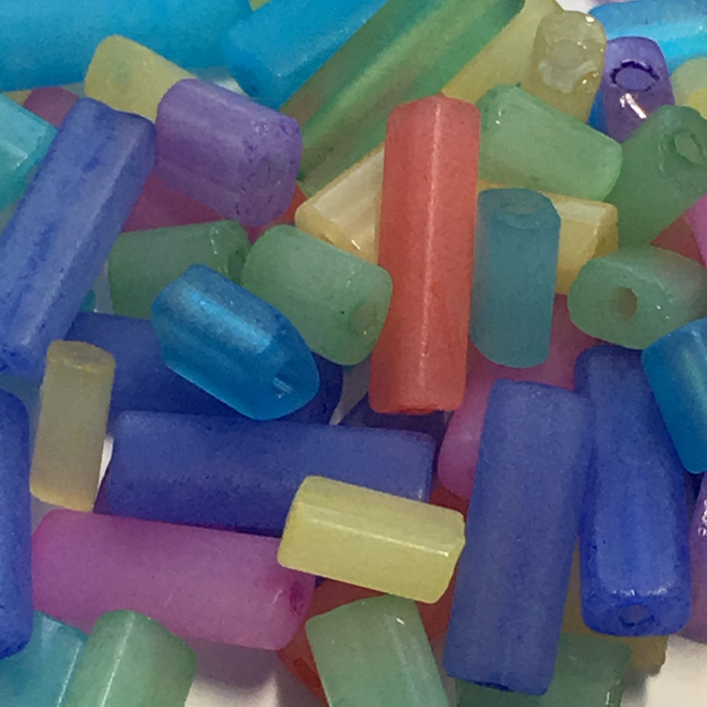 Multiple Colors Glass Flat Rectangle Beads, 3-8 x 4 x 3 mm, 10 gm