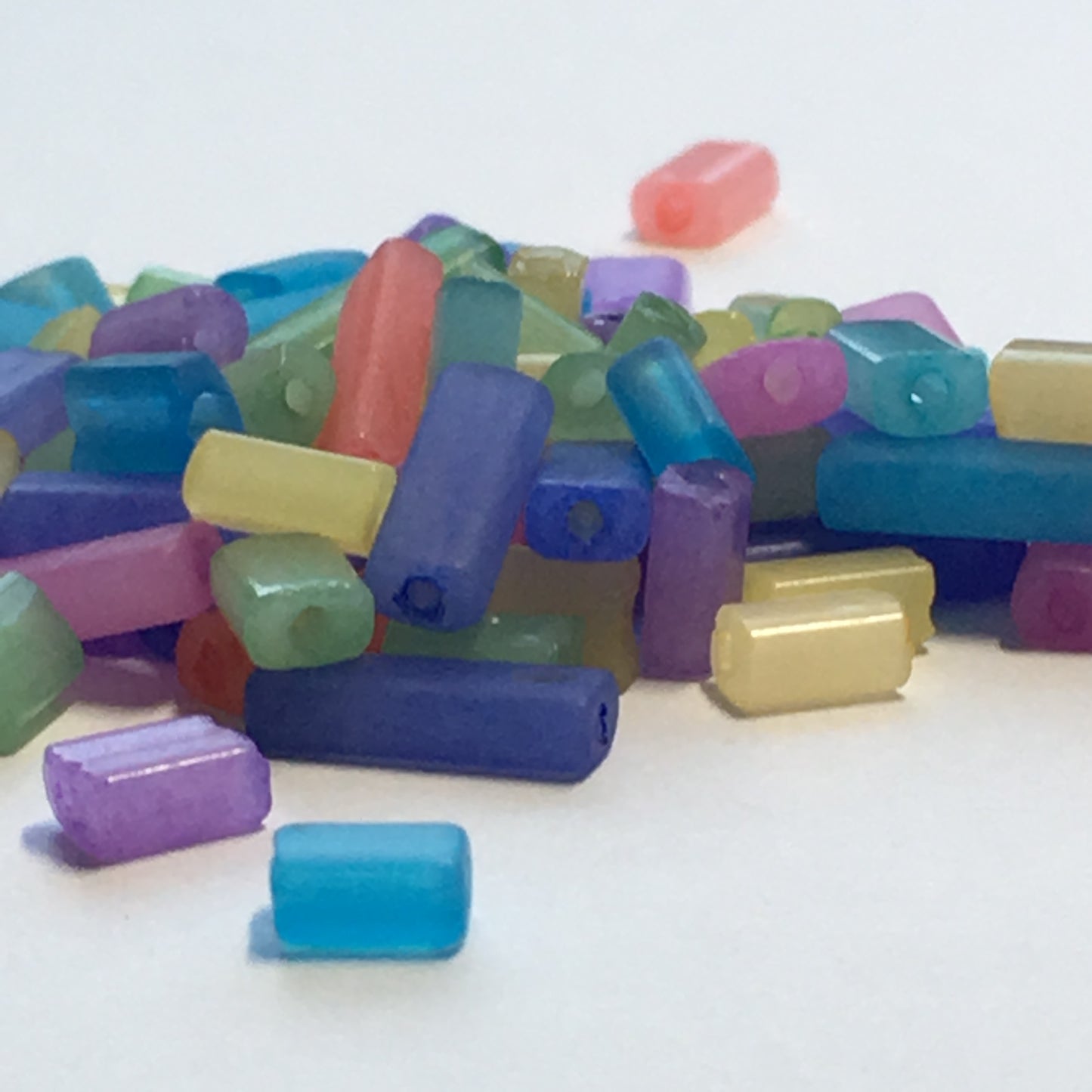 Multiple Colors Glass Flat Rectangle Beads, 3-8 x 4 x 3 mm, 10 gm