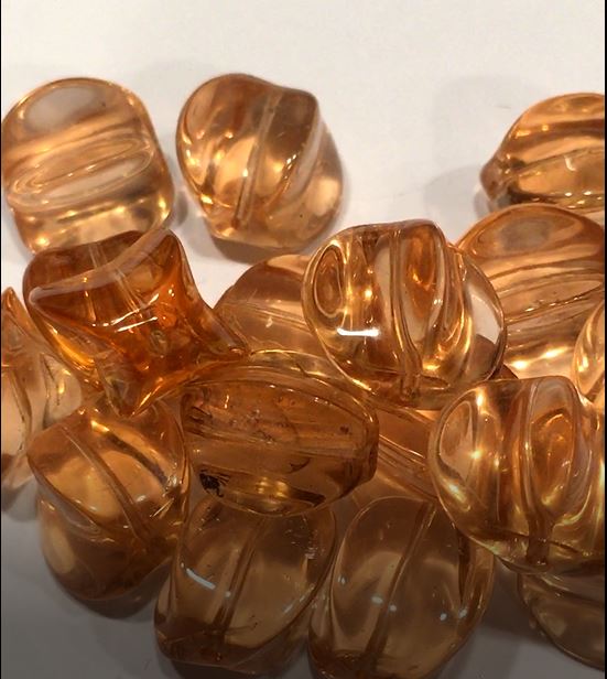 Transparent Orange Glass Pinch Beads 12 x 11 x 14 mm, 17 Beads