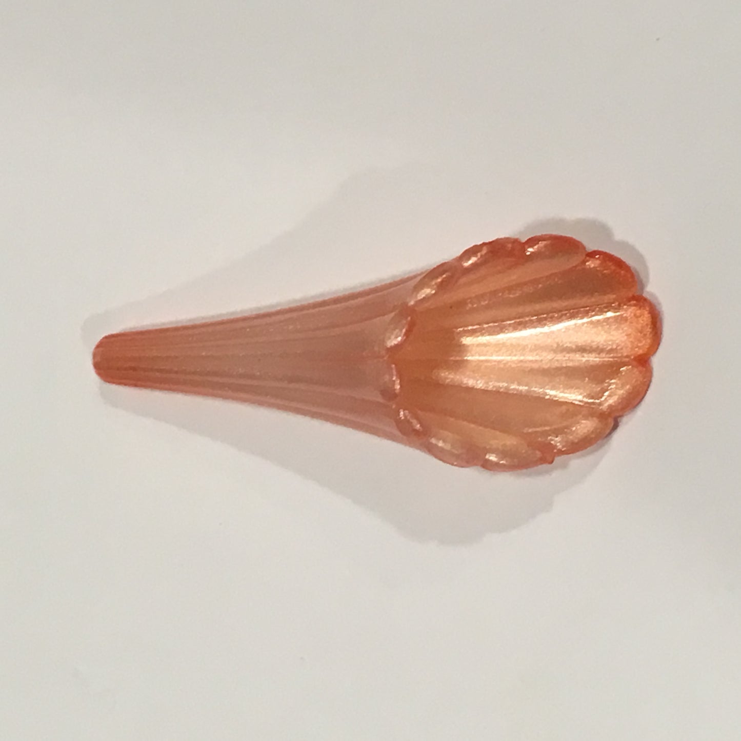 Peach Pearl Fluted Trumpet Acrylic Bead / Pendant, 31 x 11 mm - 1 pair