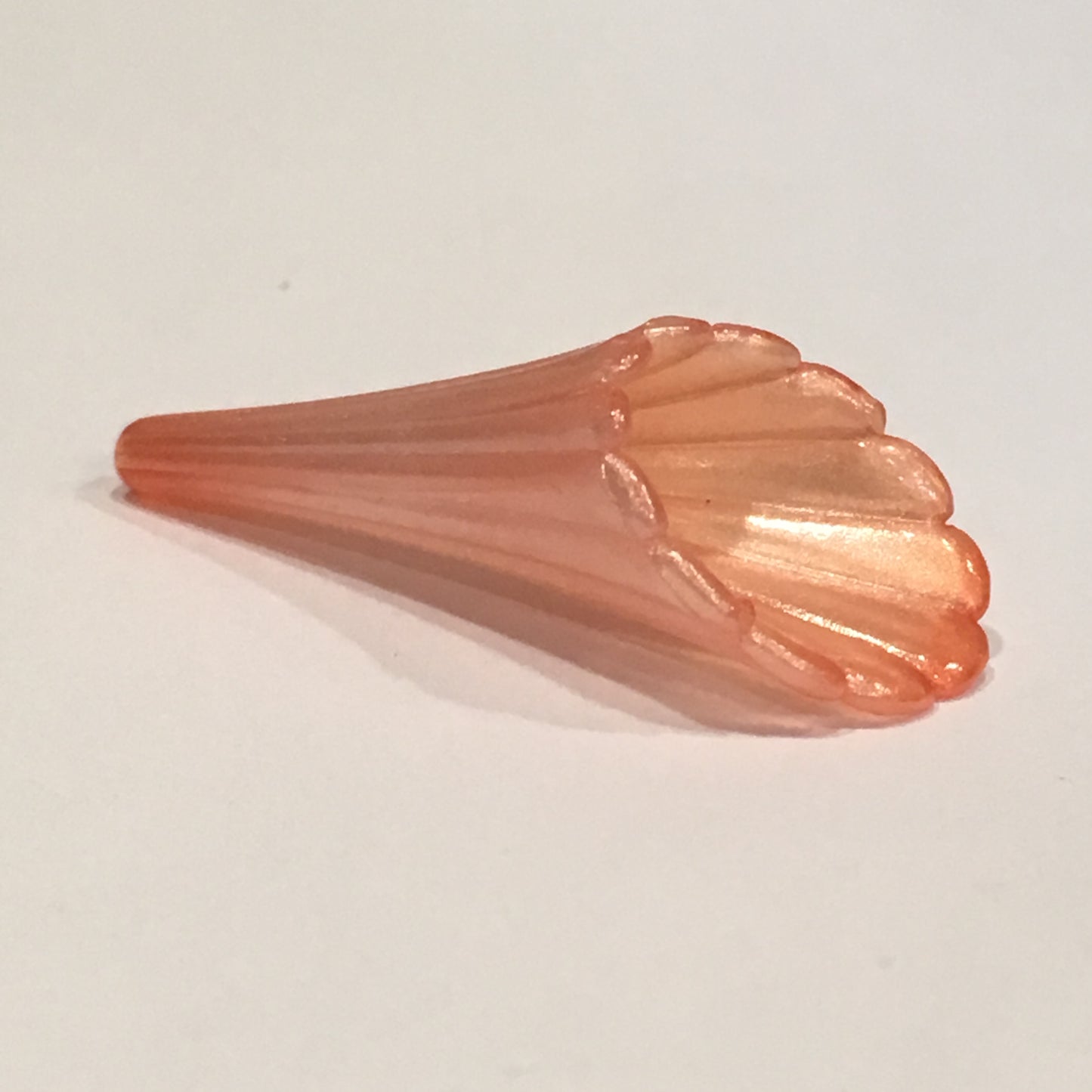 Peach Pearl Fluted Trumpet Acrylic Bead / Pendant, 31 x 11 mm - 1 pair