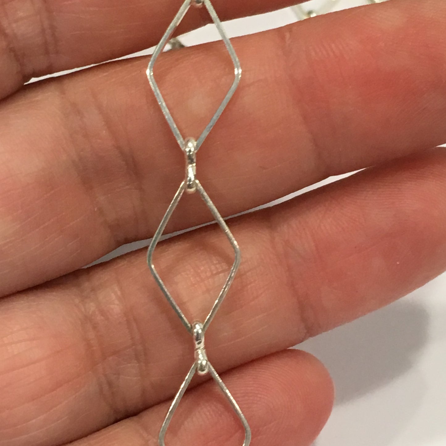 Silver Plated Diamond Chain Links, 16.5 x 10 mm, 43 Links