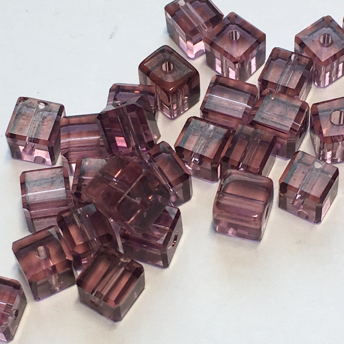 Transparent Purple Glass Cube / Square Beads, 4 mm, 26 Beads