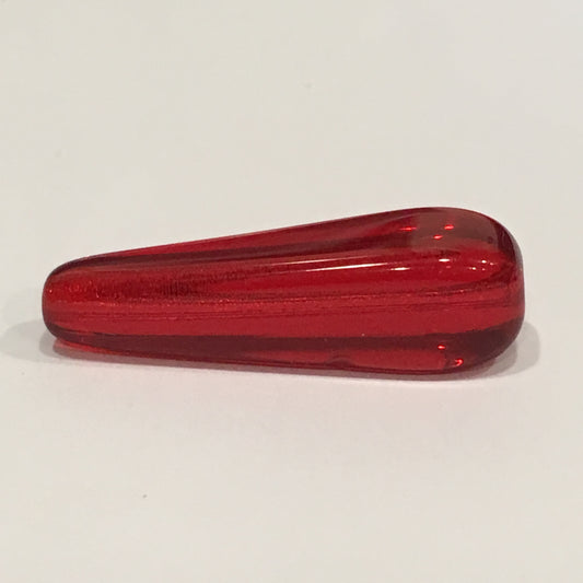 Transparent Ruby Red Glass Faceted Teardrop Pendant, 26 x 7.5 mm