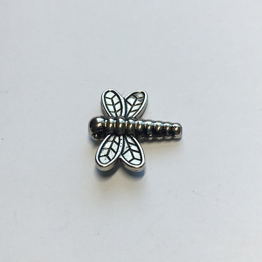 Antique Silver Dragonfly Bead, 19 x 17 x 4 mm