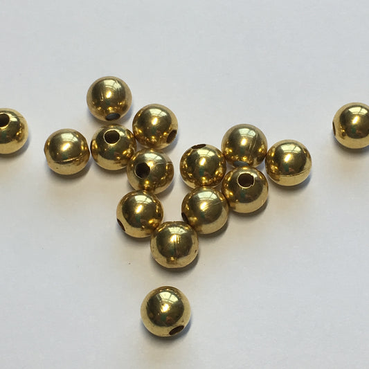 Gold Round Beads, 6.75 mm - 15 Beads