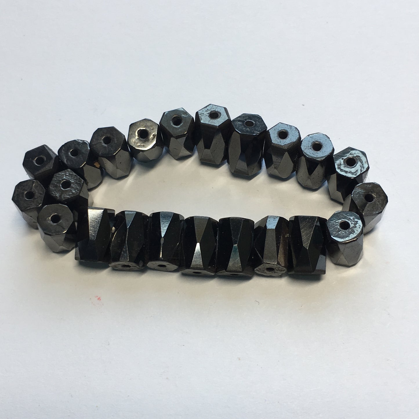 Hematite Magnetic Pentagonal Tube Beads, 8 x 5 mm, 22 Beads