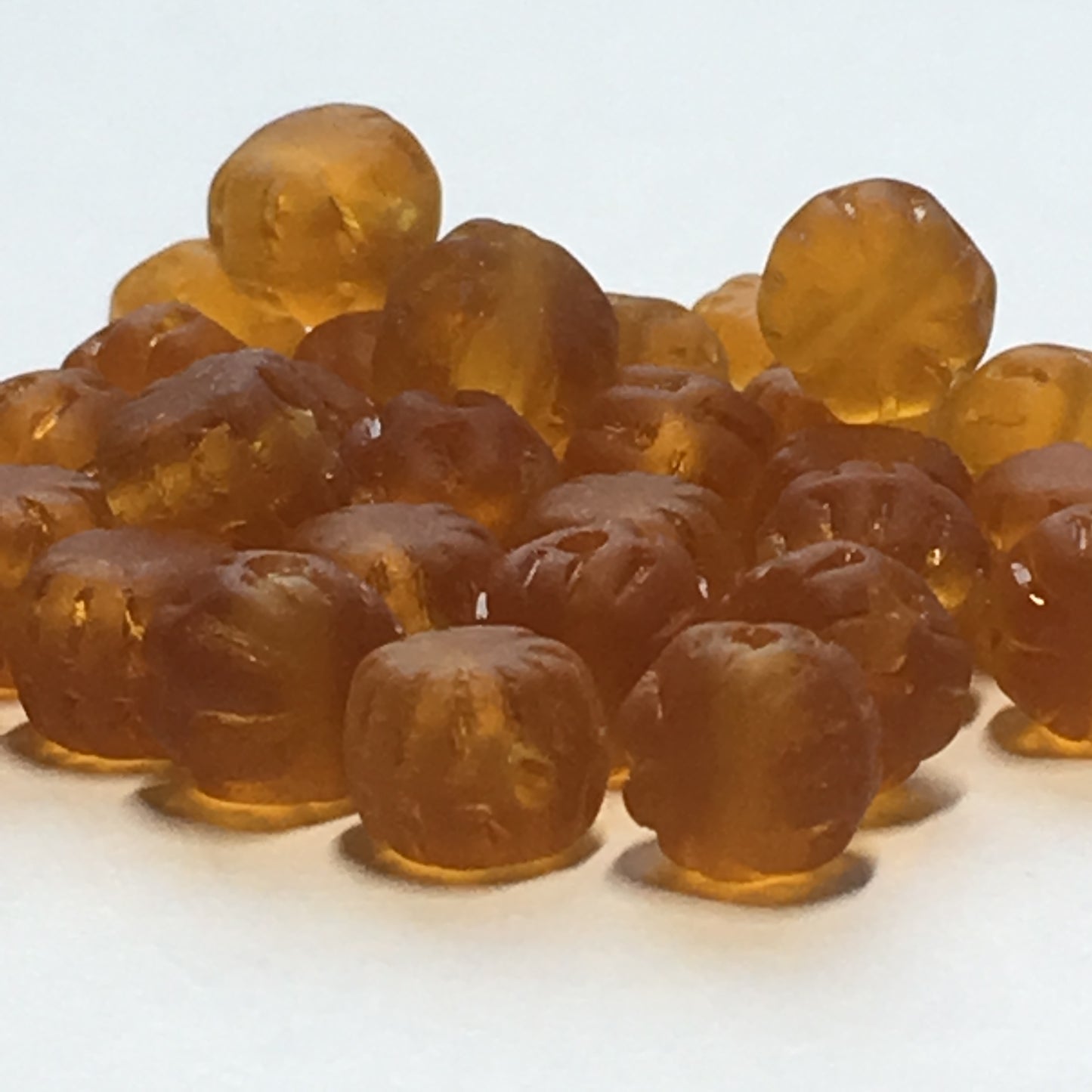 Frosted Amber Brown Textured Round Glass Beads, 6 mm, 35 Beads