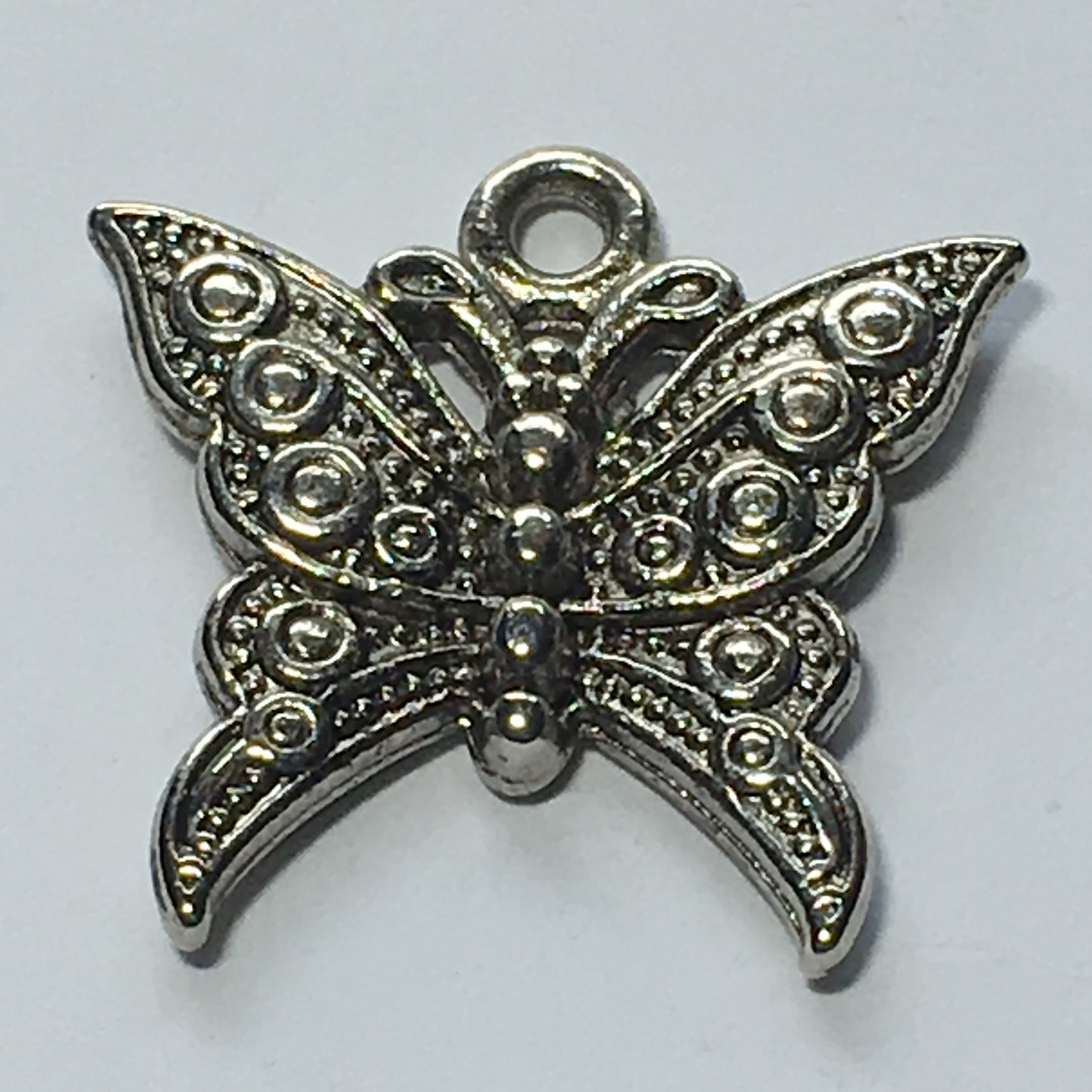 Antique Silver Butterfly Charm, 22 x 22 mm