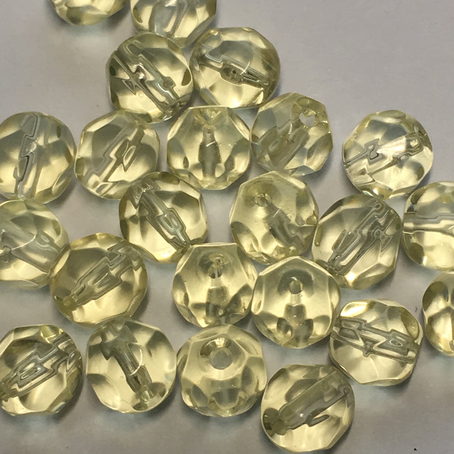 Czech Fire Polished Yellow Faceted Round Beads, 6 mm, 25 Beads