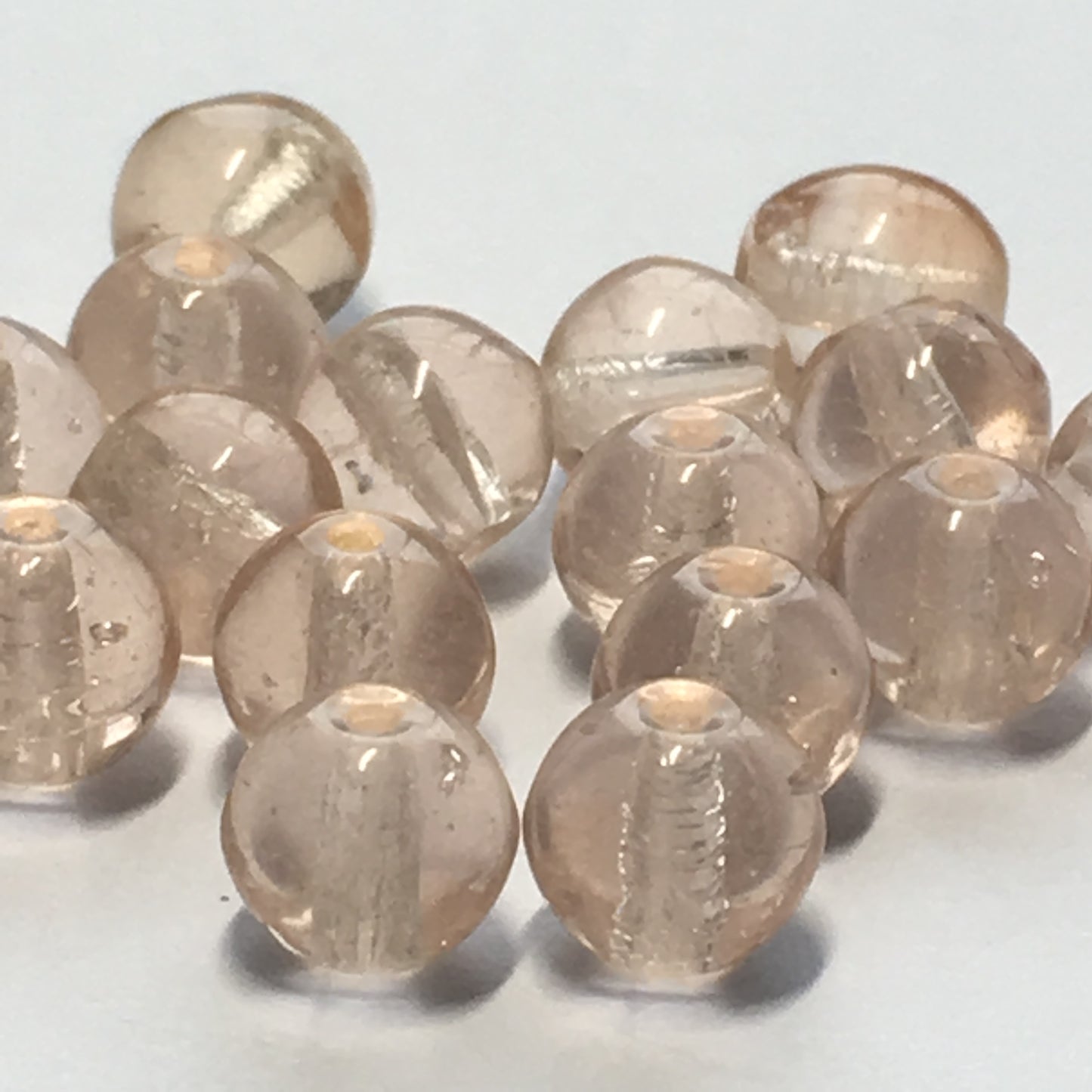 Transparent Pale Pink Round Glass Beads, 6 mm - 28 Beads
