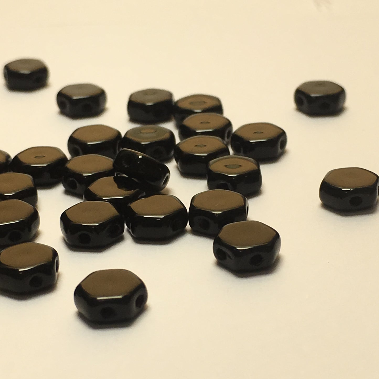 Czech Honeycomb 6 mm 23980 Jet / Black 2-Hole Beads - 30 Beads