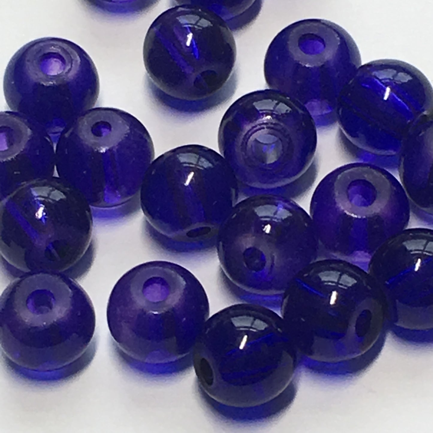 Transparent Dark Purple Round Glass Beads, 5 mm, 24 or 25 Beads