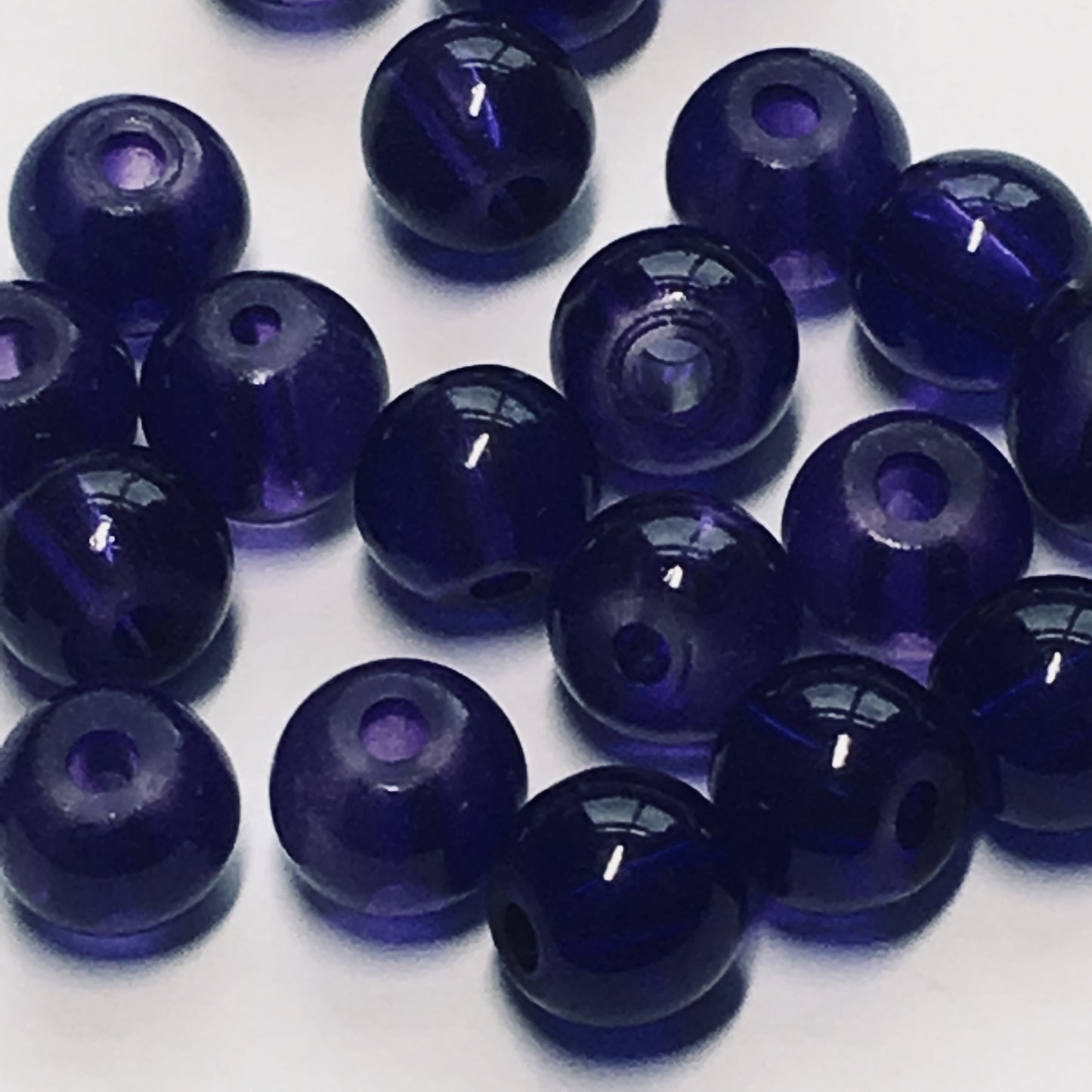 Transparent Dark Purple Round Glass Beads, 5 mm, 24 or 25 Beads